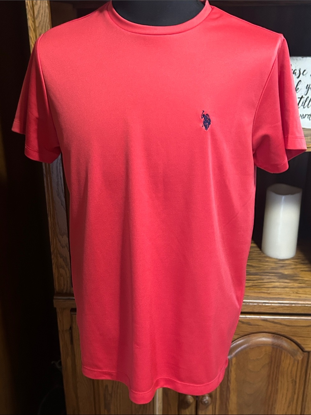 U.S. Polo Assn. Red Crewneck Tee with Navy Logo